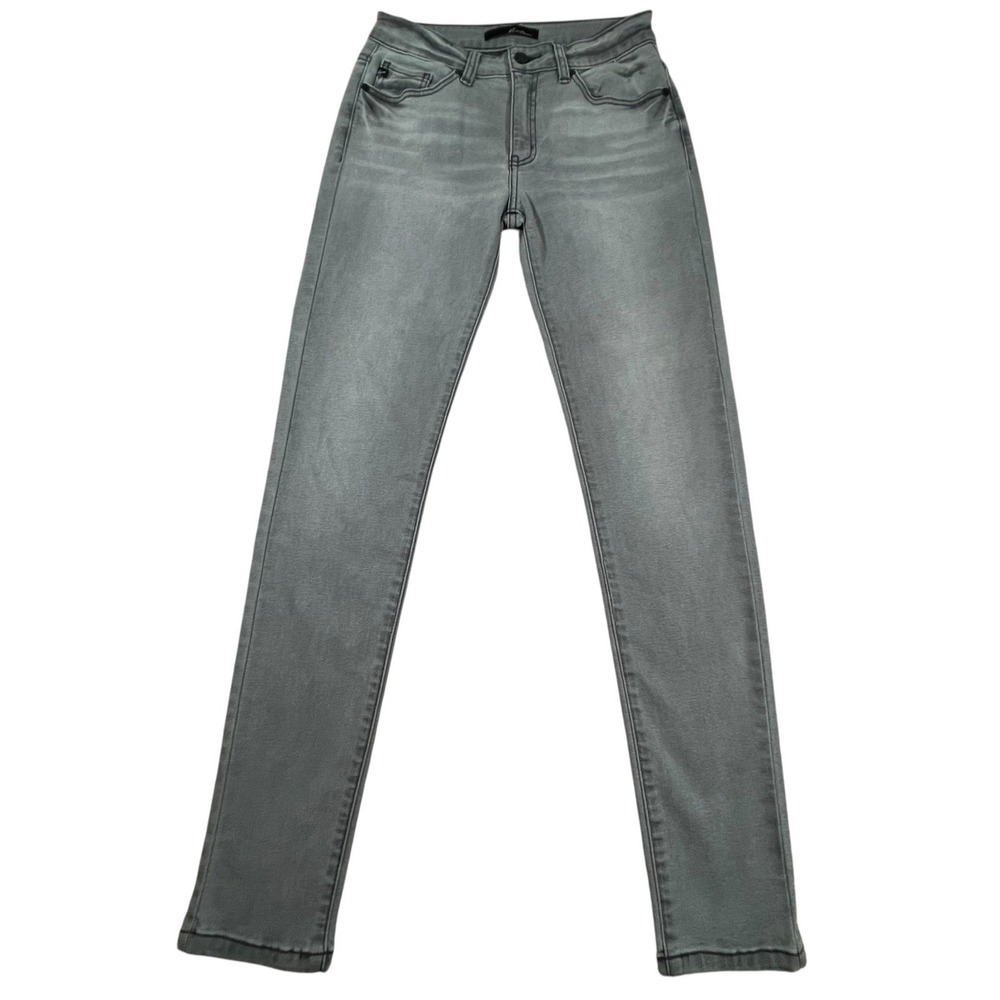 Kancan Womens Jeans Gray Wash 7/27 Mid Rise‎ Estilo Skinny Denim Casual Stretch